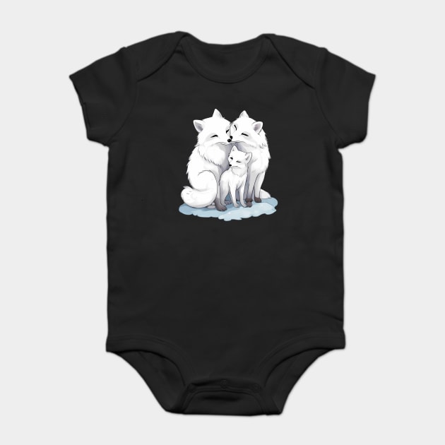 Cute Arctic Fox Family Baby Bodysuit by animegirlnft